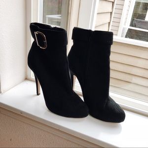 Black Heeled Booties with Buckle